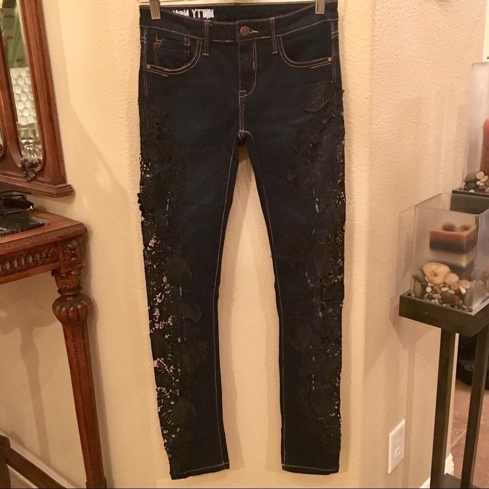 I & M JEANS Kitty Nono Dark Blue Lace Jeans Size 3